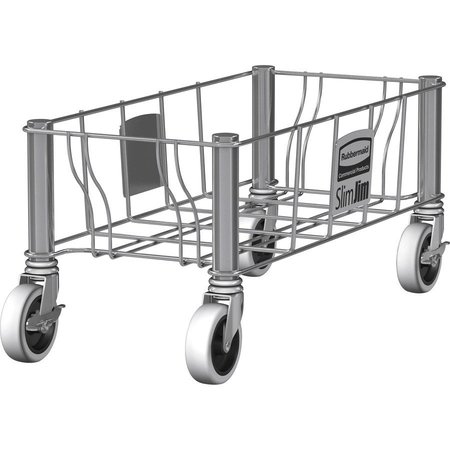 RUBBERMAID COMMERCIAL Dolly, f/1 Slim Jim, Stainless Steel, 100 lb Cap, Silver RCP1968468